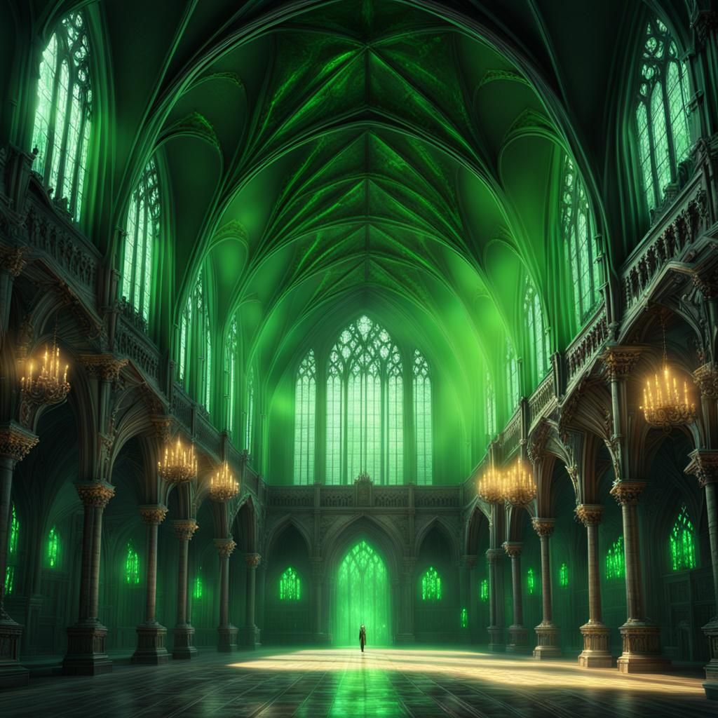 Gothic Hall with Dancing Spirits: Digital Matte Painting