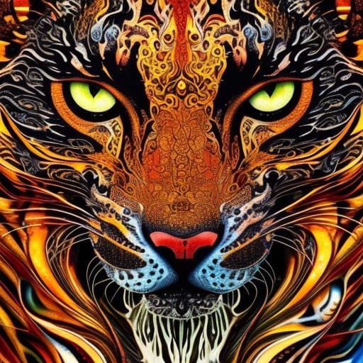 Ghost Tiger in Liquid Watercolor Style