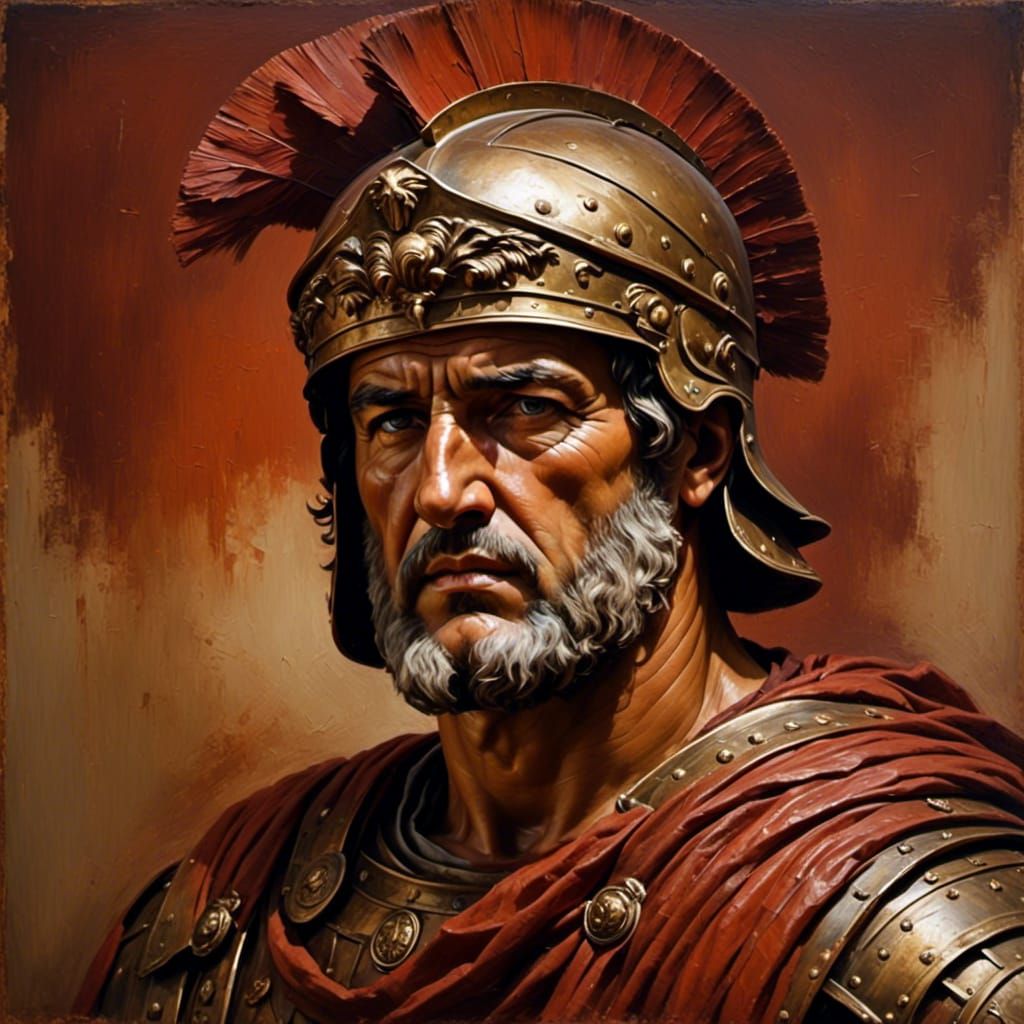 Handsome Roman Centurion Oil Painting in Chiaroscuro