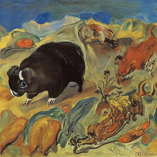 Surreal Guinea Pig Art Inspired by Kokoschka and Dali
