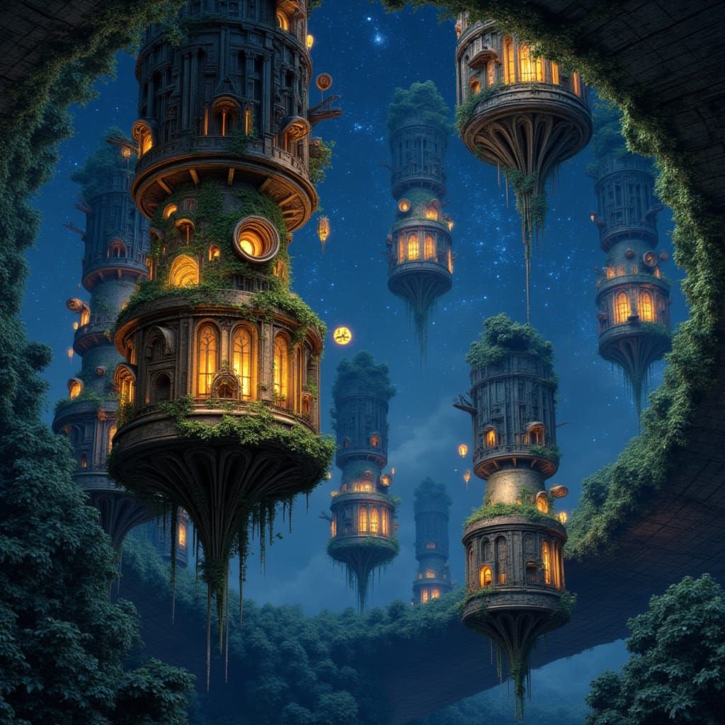 Floating Garden Kingdom in Deep Space