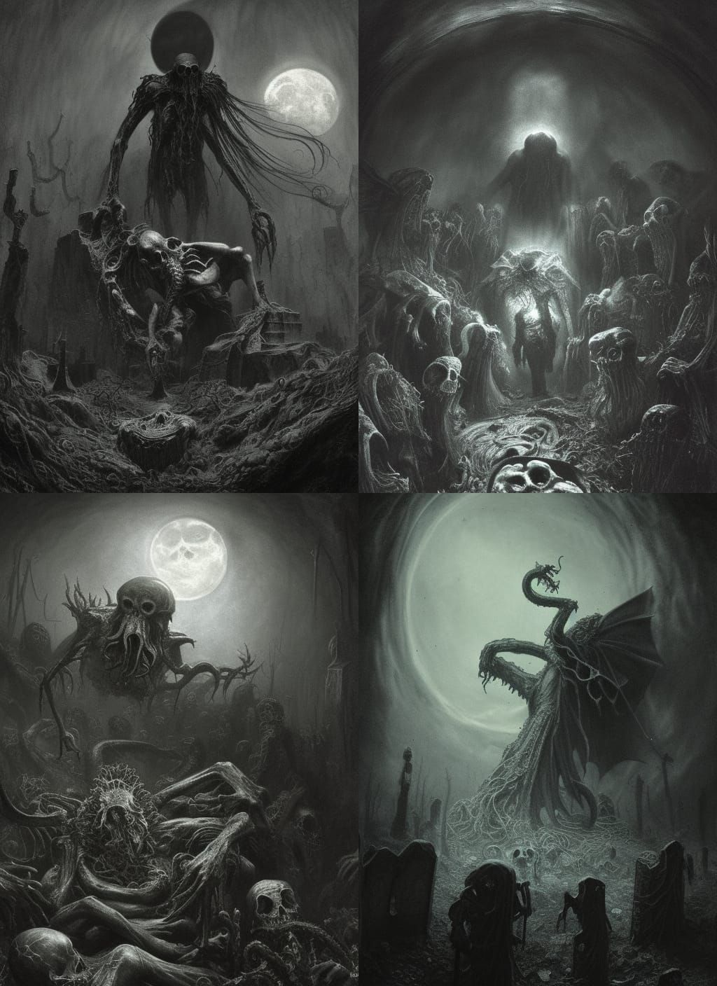 Cthulhu Rising: Undead Horror in Gritty Cemetery