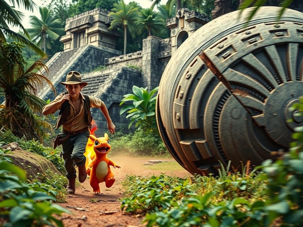 Young Adventurer with Fiery Pokémon Chases Ancient Ruins