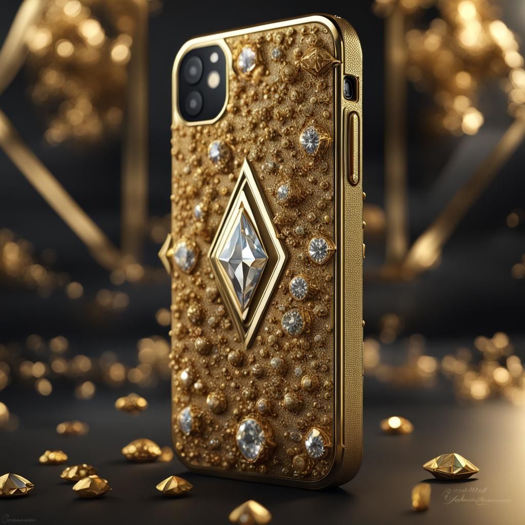 Gold Diamond iPhone: Detailed Matte Painting