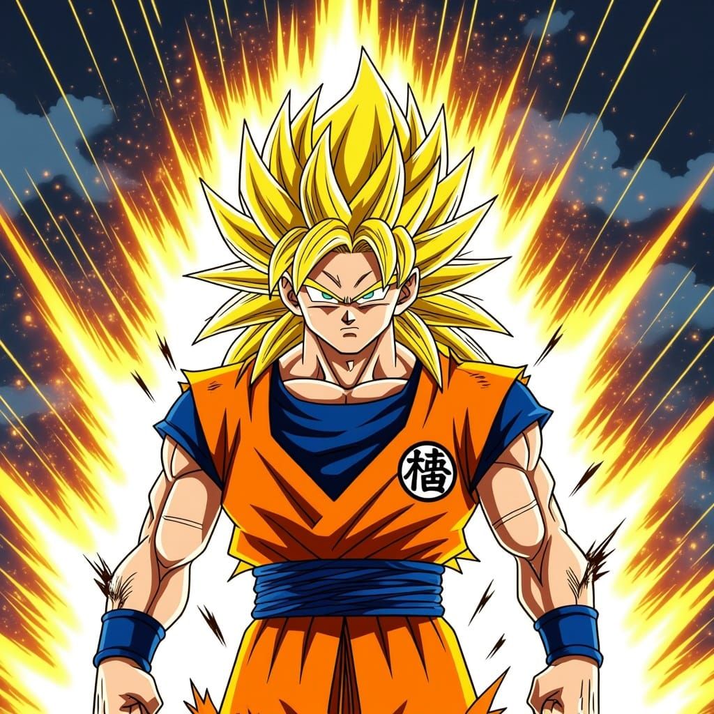 Neymar as Super Saiyan 3 in Dynamic Manga Style