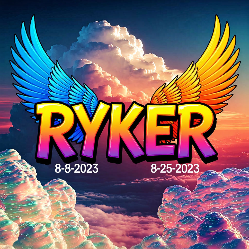 Memorial Image: Ryker with Angel Wings and Sunset