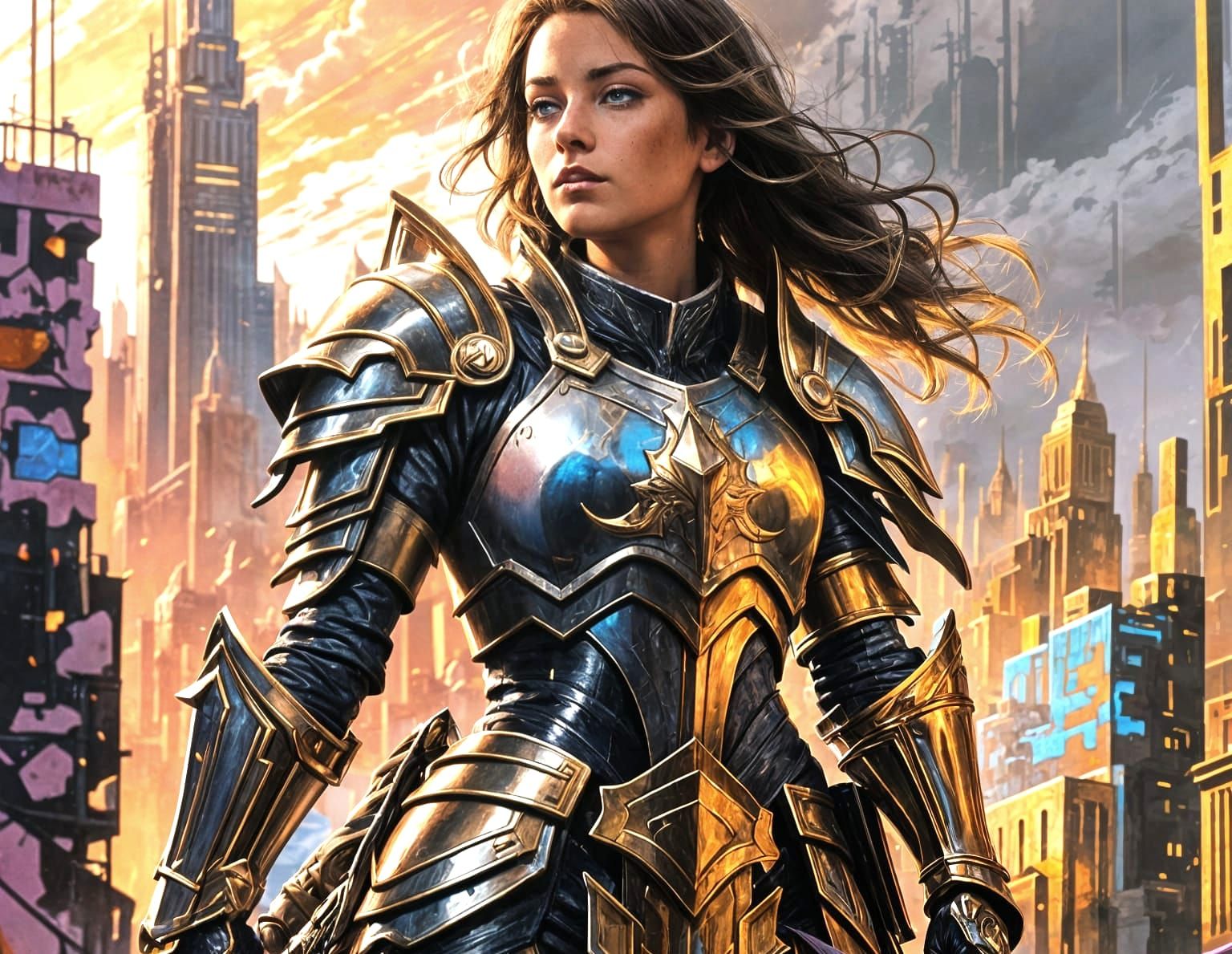 Female Paladin in Graffiti Art After Battle