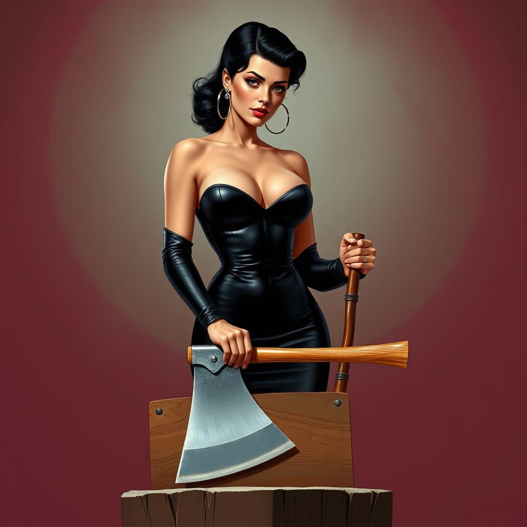 Sultry Pin-Up Executioner in Art Deco Style