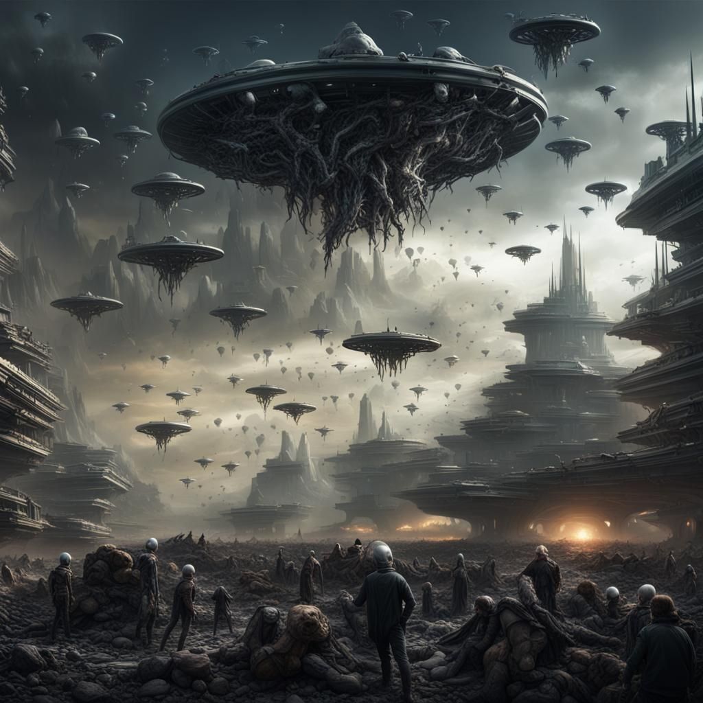 Epic Alien Space Swarm in Digital Matte Painting