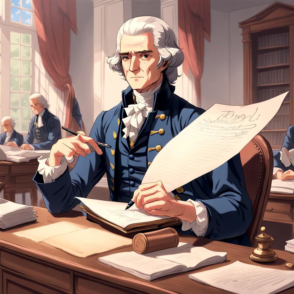 Thomas Jefferson Writes Declaration: An Anime Rendition