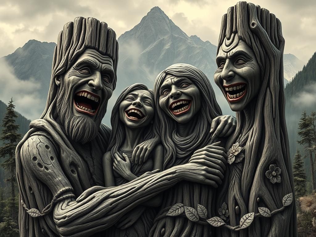 Surreal Family Portrait in Gothic Art Style