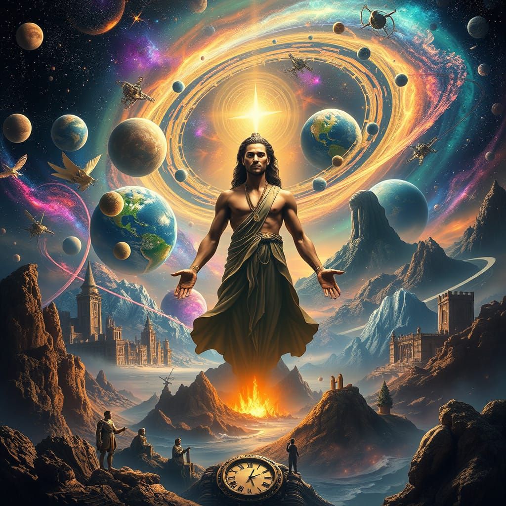 Epic Union of Humanity and the Cosmos in Radiant Harmony