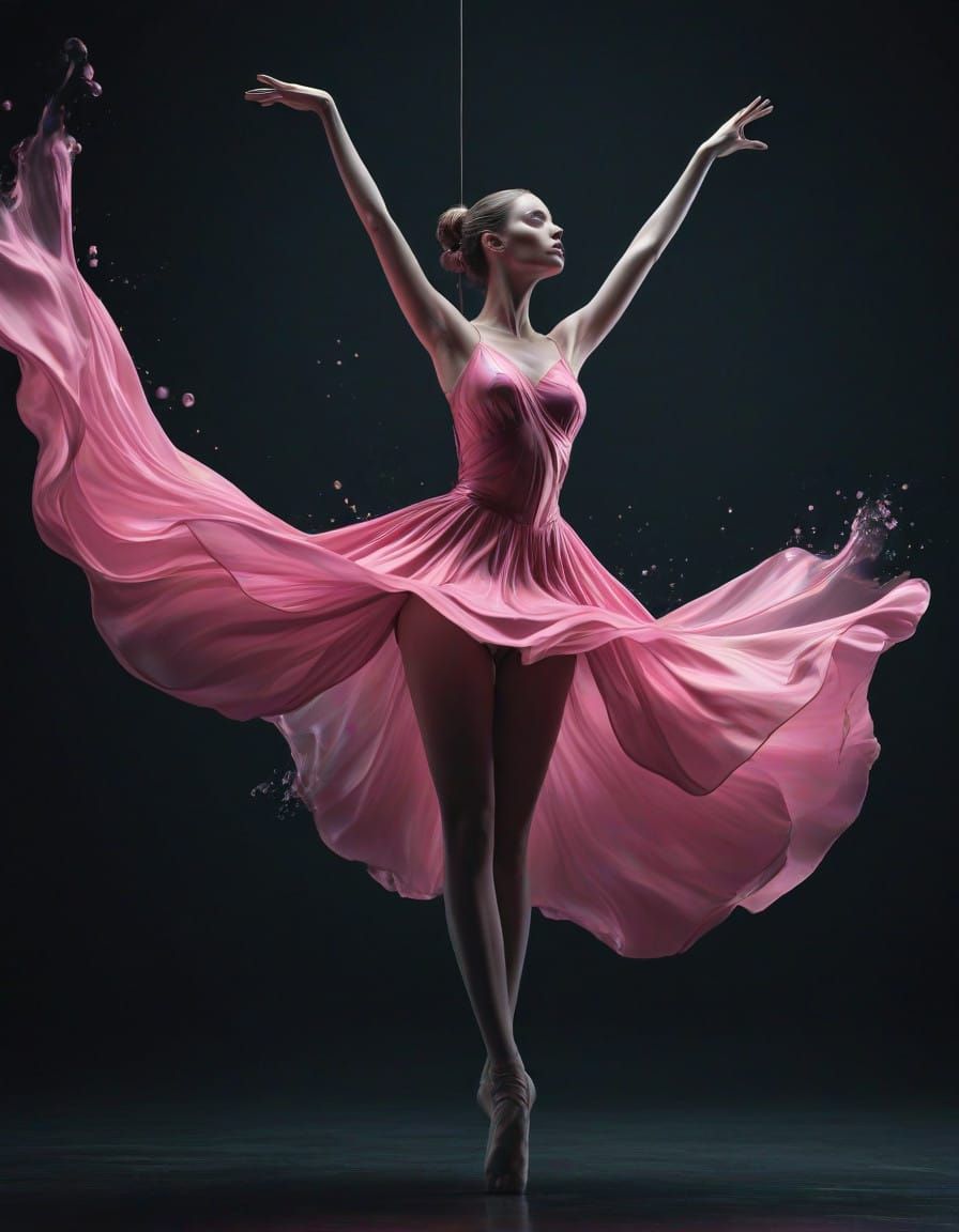Surreal Ballerina Suspended in Mid-Air
