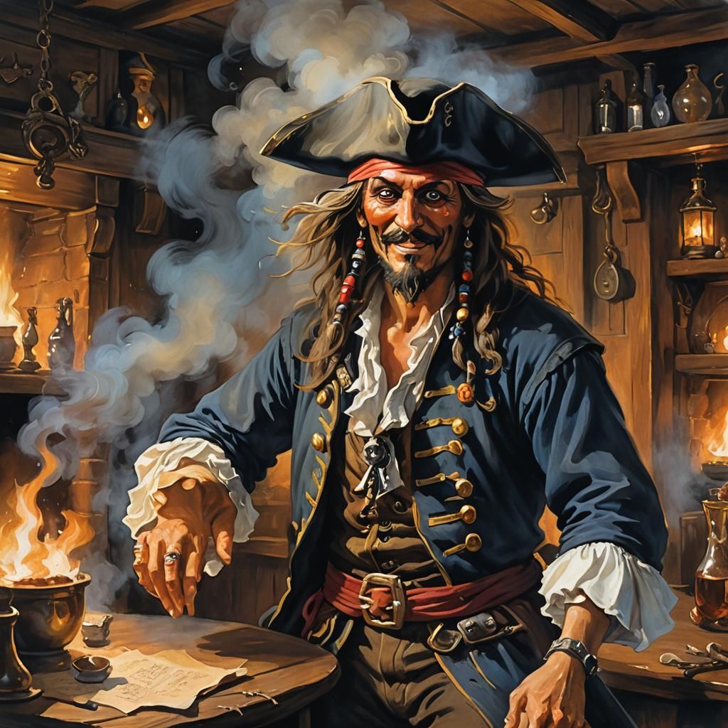 Ghostly Pirate Storyteller in Dutch Master Style