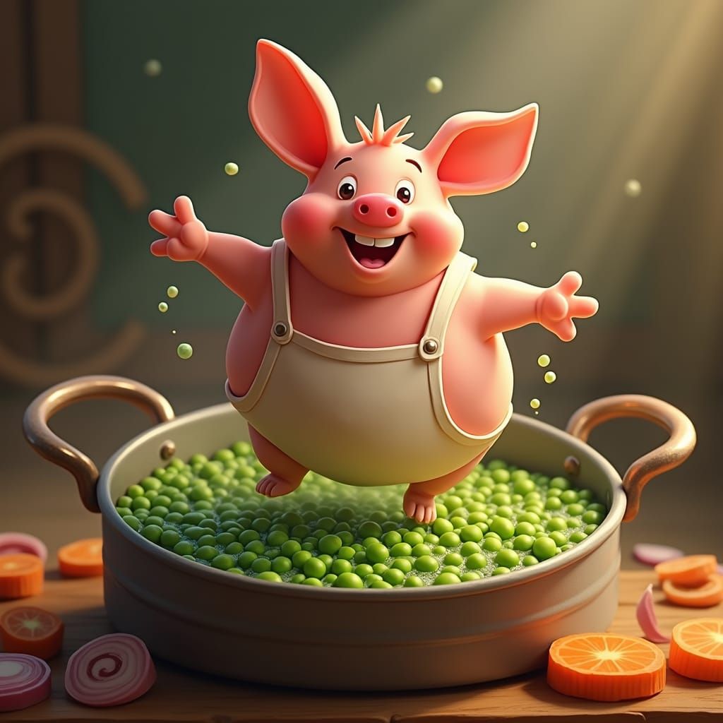 Happy Ham in Pea Soup: Steampunk Digital Art