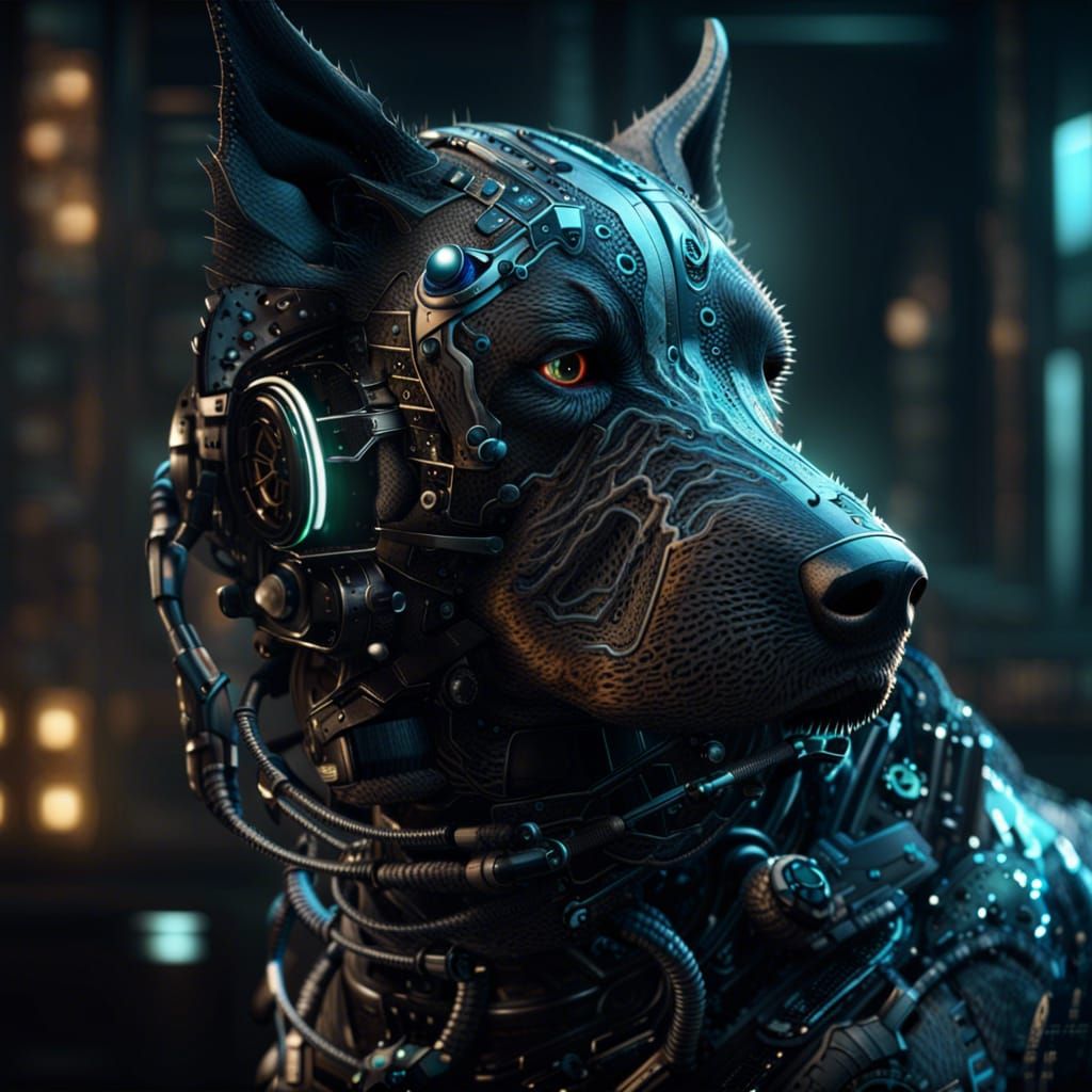 High Tech Borg Dog Concept Art in 8K