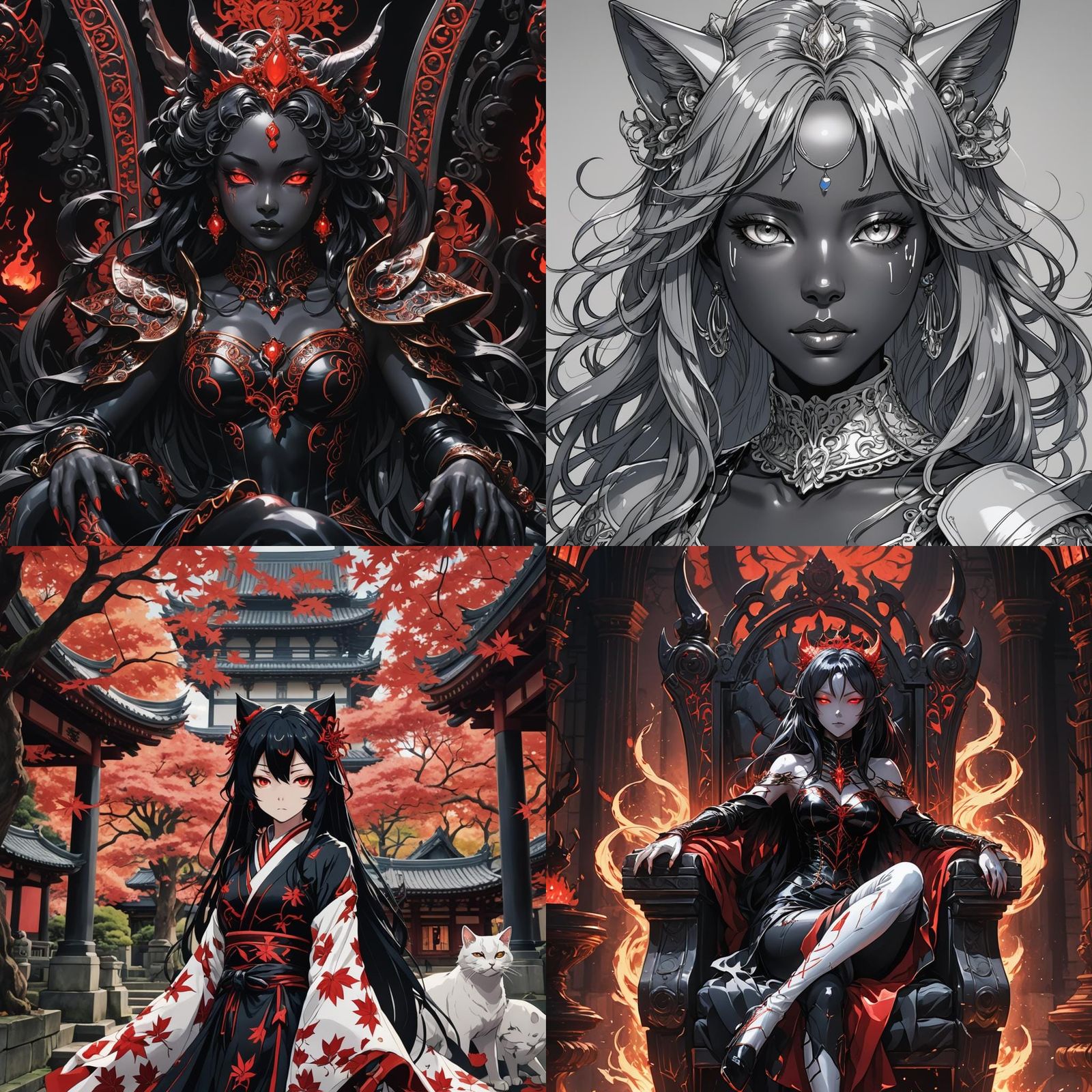 Demonic Porcelain Nekomata Princess in Anime Style