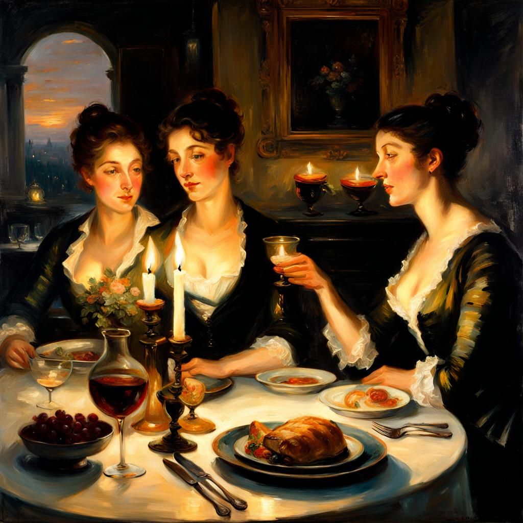 Lesbian Couple's Romantic Candlelit Dinner
