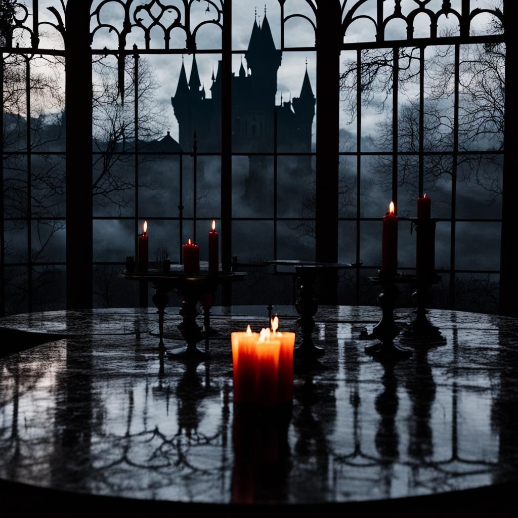 Vampire Shadow at Castle Window