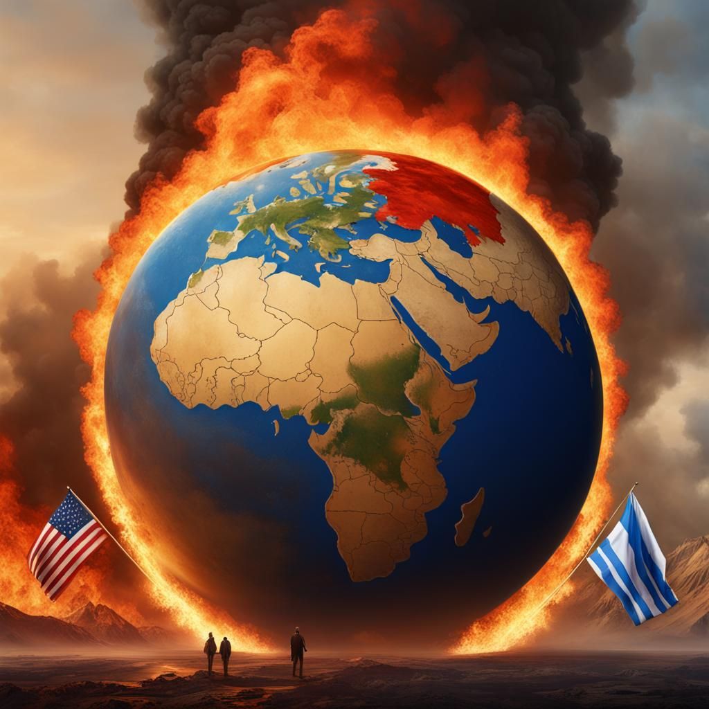 Burning World: A Matte Painting of Global Crisis