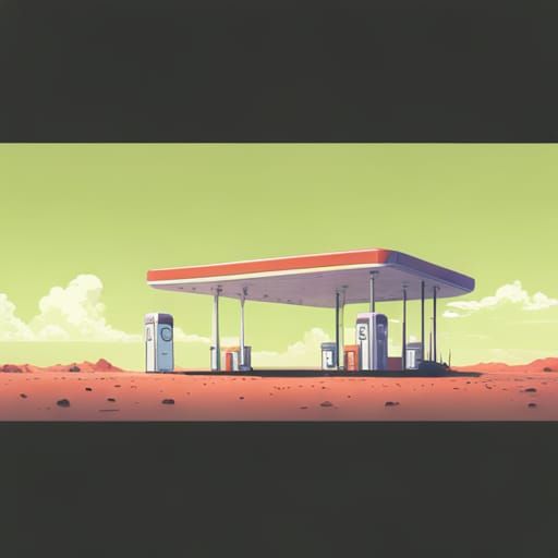 Retro Gas Station on Mars: Anime Key Visual