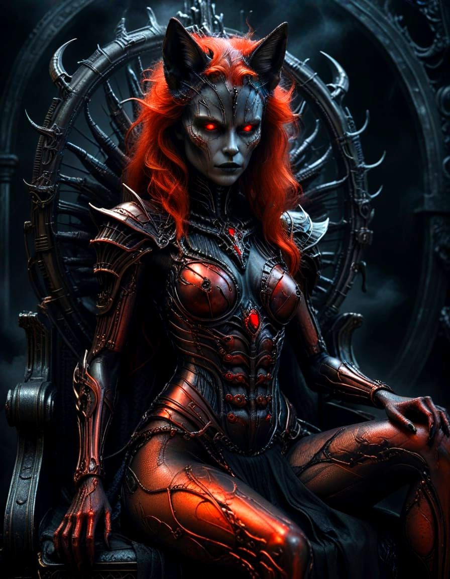 Fox Woman in Dark Biomechanical Style