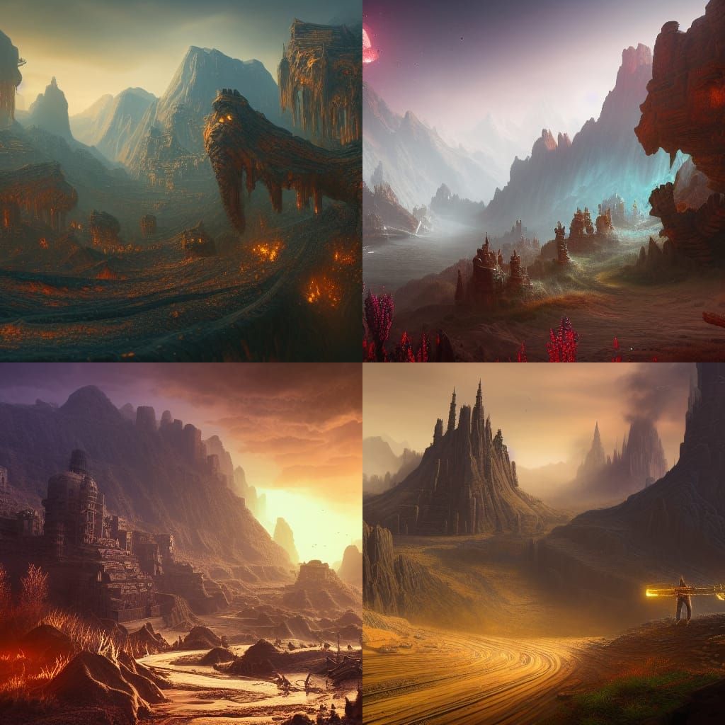 Fantastical Mining Scene in Detailed Matte Painting