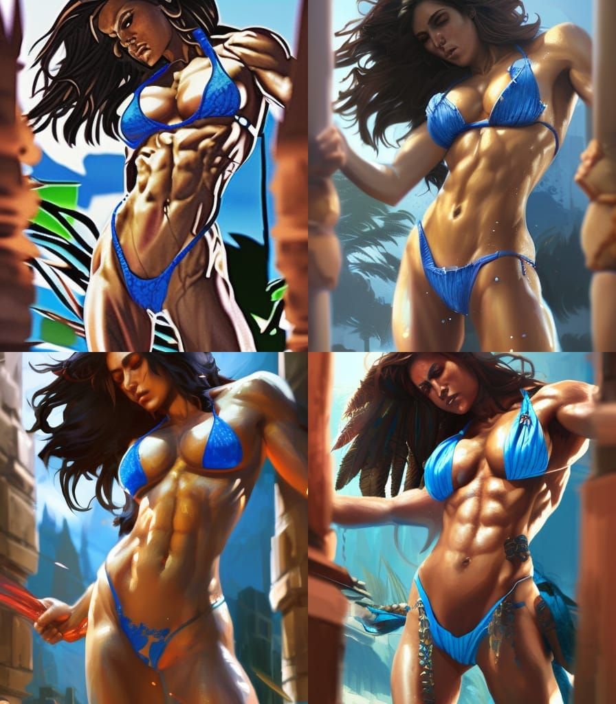 Muscular Latina in Dark Fantasy Concept Art