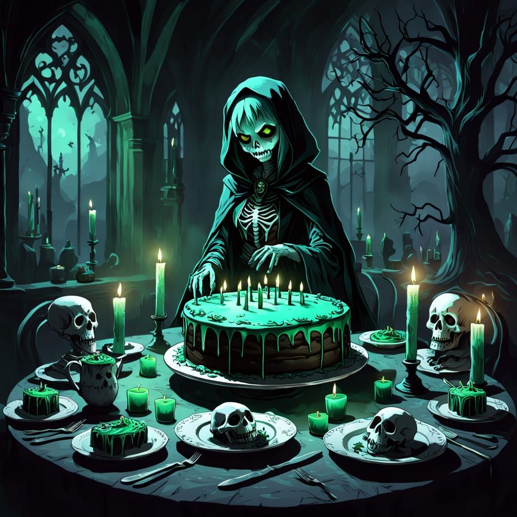 Gothic Birthday Celebration with Haunted Cakes and Eerie Dec...