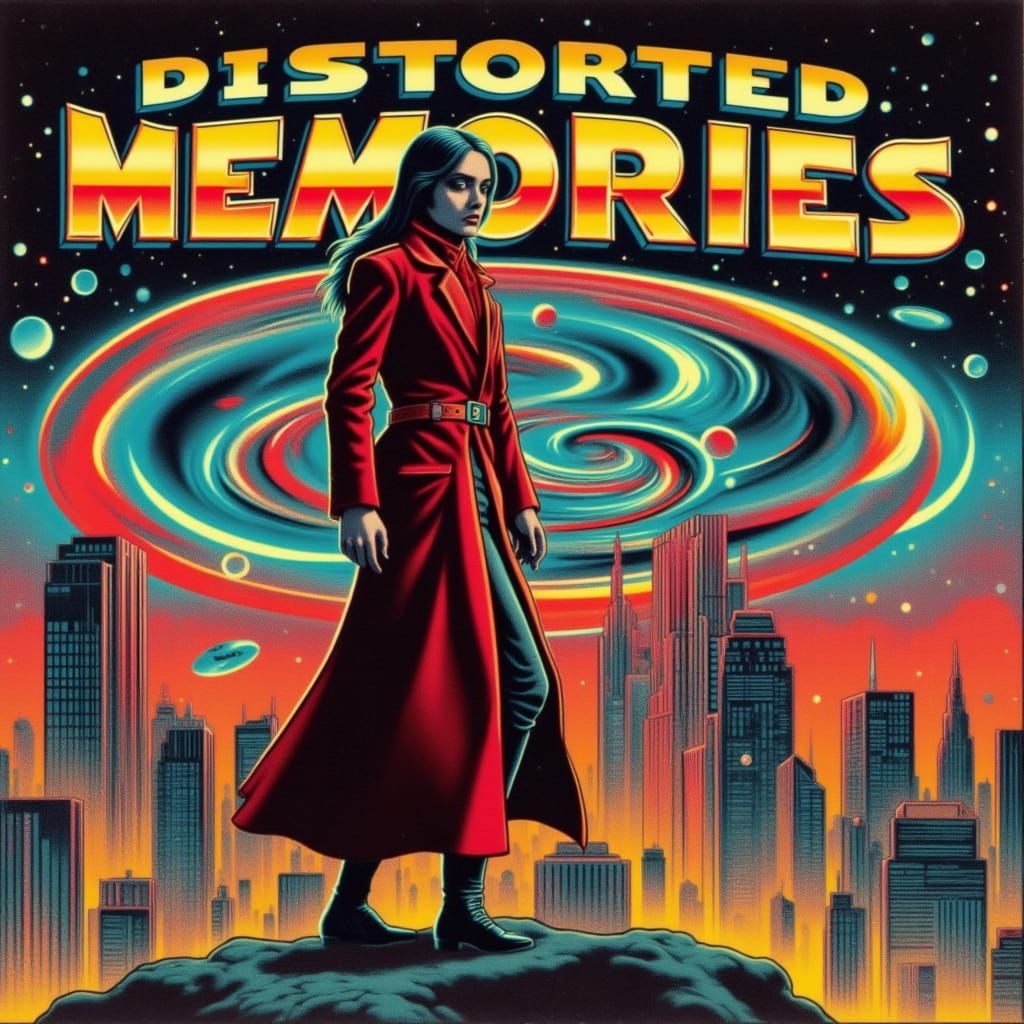 Vintage Sci-Fi Comic Cover in Distressed Retro-Futuristic St...