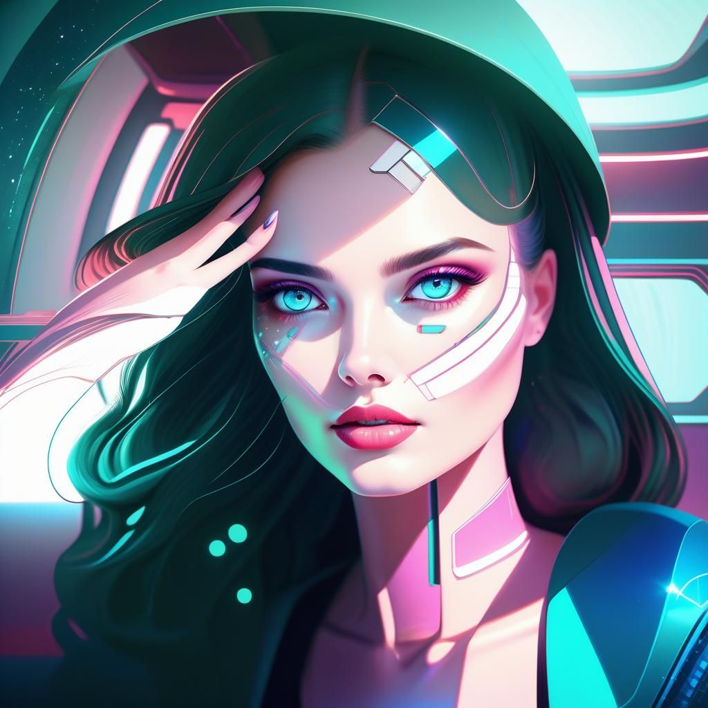 Retrofuturistic Portrait of a Beautiful Woman