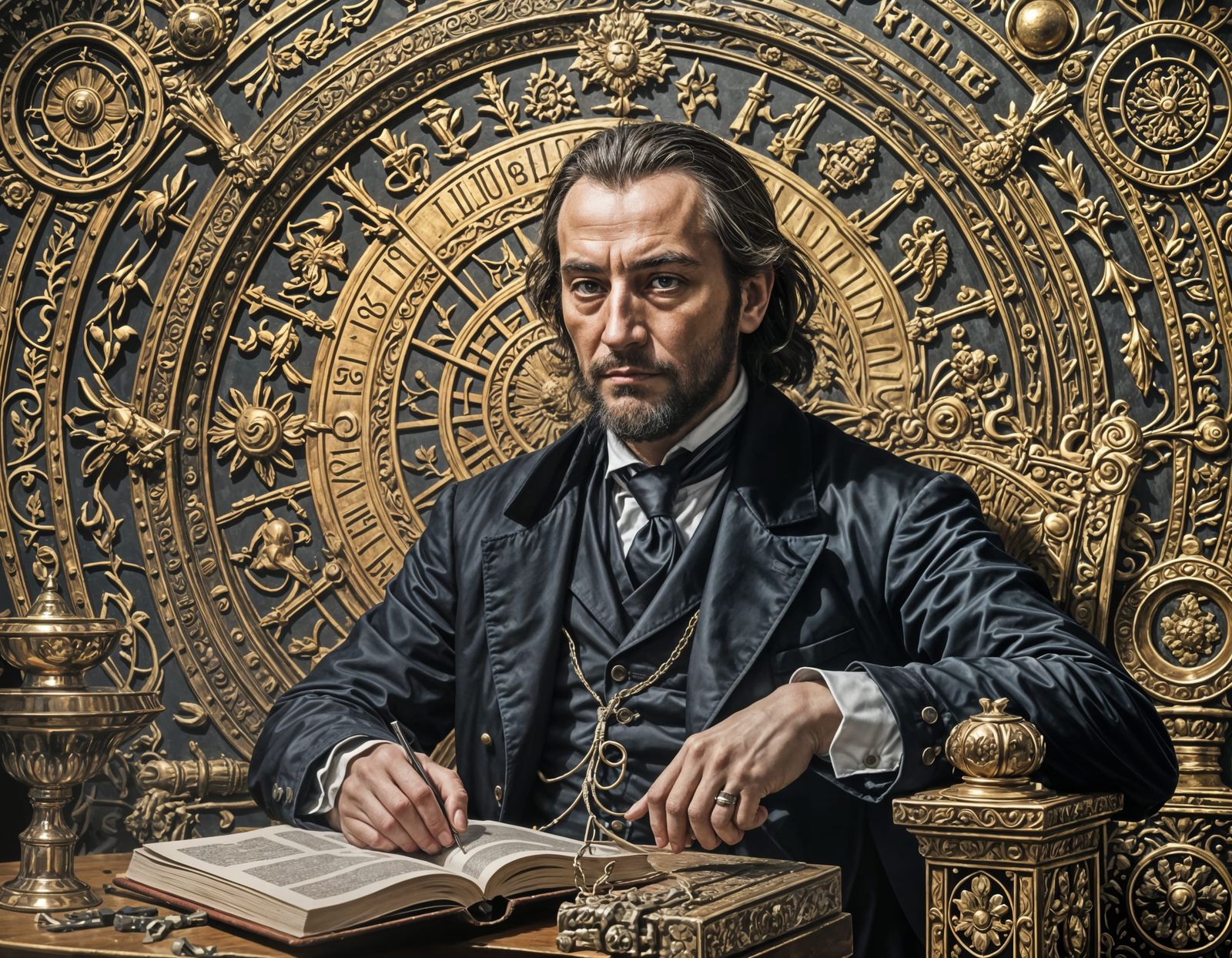 Man on Horseback in Forest at Night