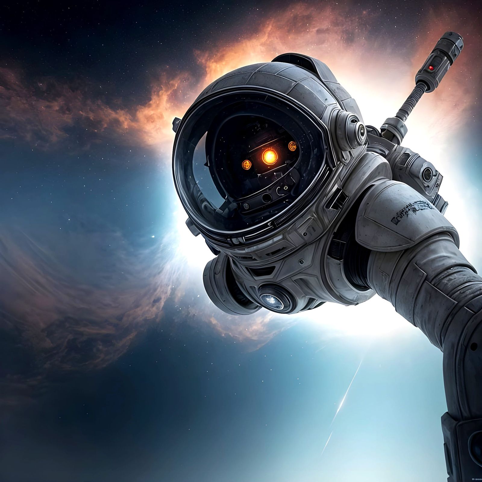 Astronaut's Lantern: Hyperrealistic Space Concept Art