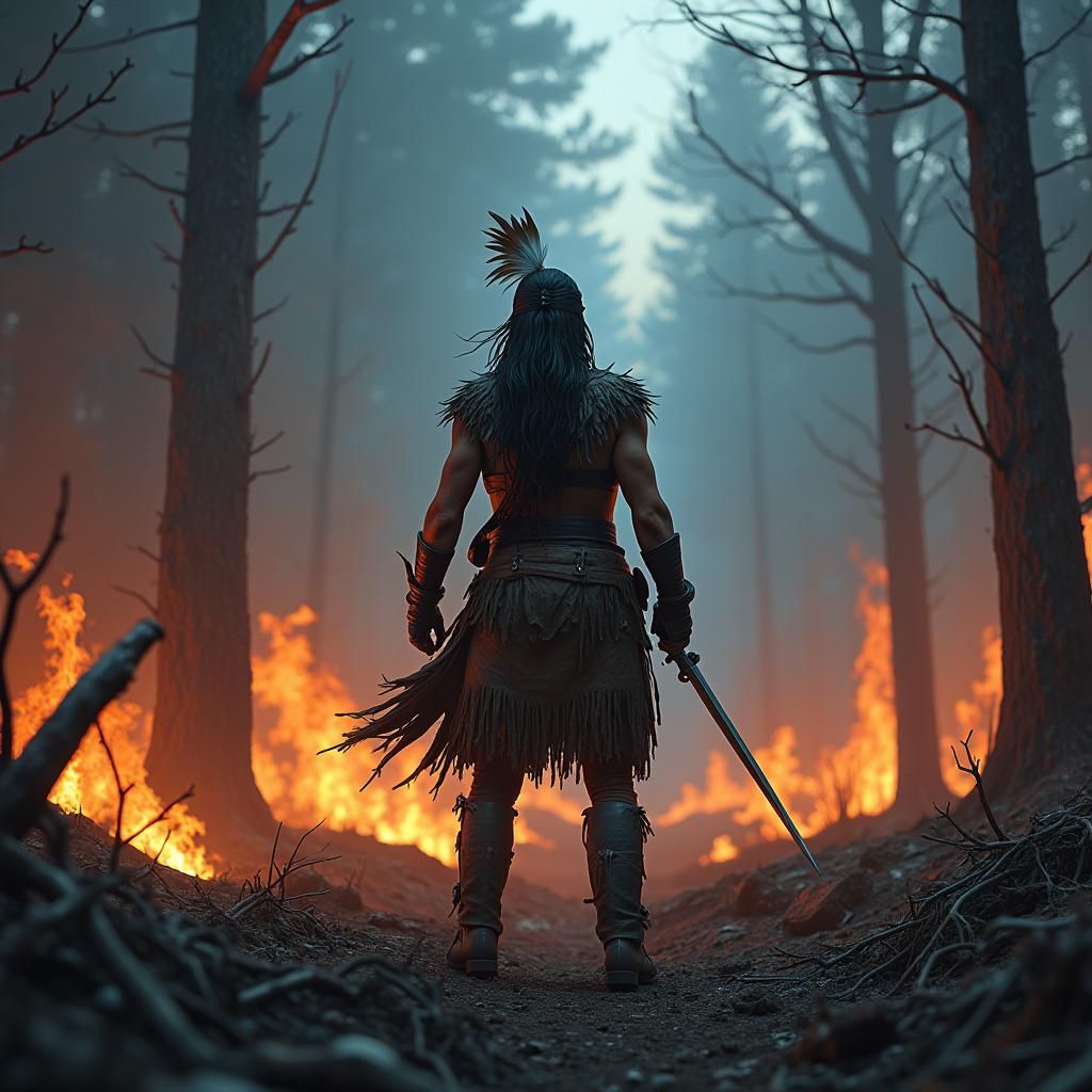 Hero in War-Torn Forest: Cowboys vs. Native Americans