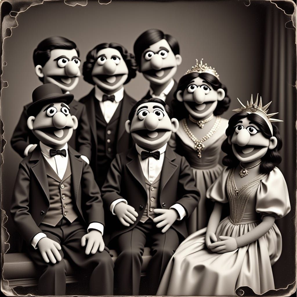 Muppet Family as Superheroes: Daguerrotype Portrait