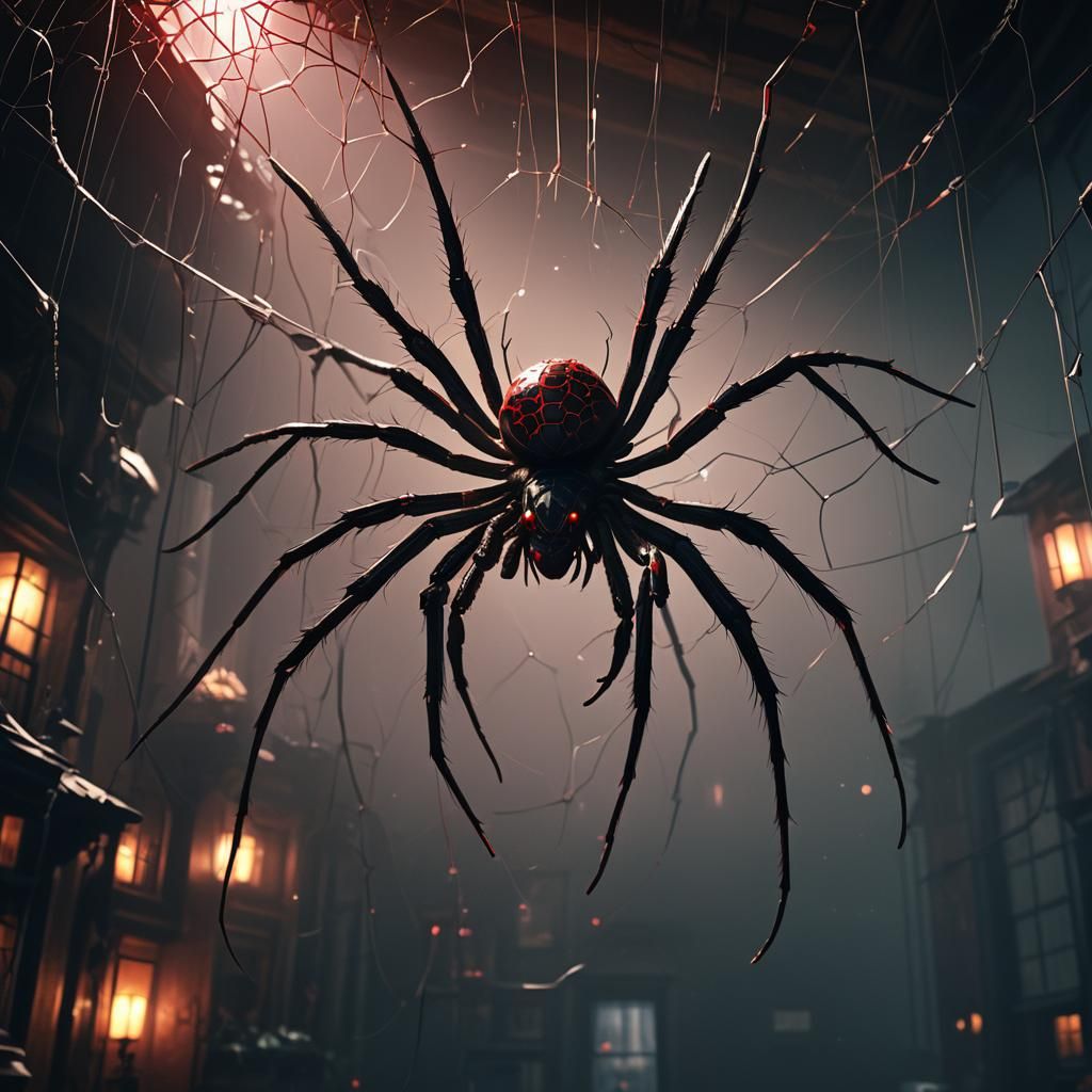 Giant Spider Descends in Cinematic Digital Painting