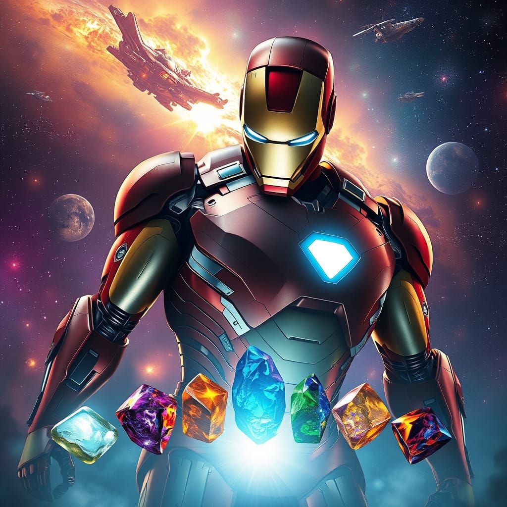 Iron Man Triumphs Over Infinity Stones in Cosmic Landscape