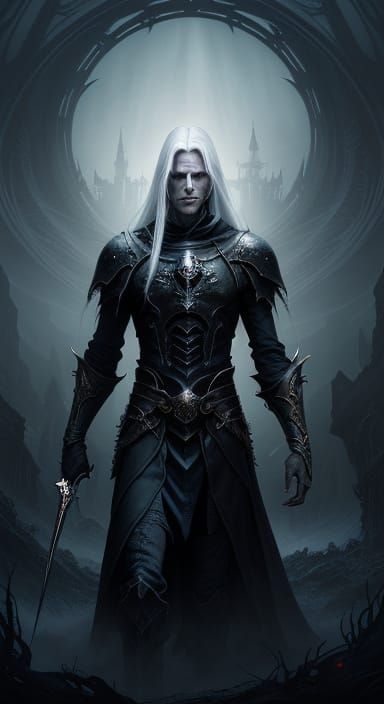 Elric of Melniboné in Dramatic Dark Fantasy Scene