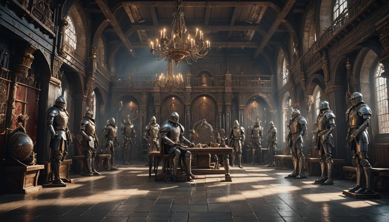 Medieval Armory with Mannequins, Digital Art