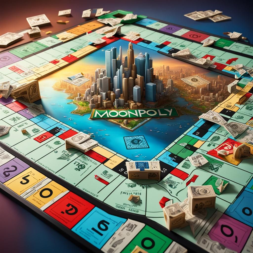 Hyperrealistic Monopoly Themed World Concept Art
