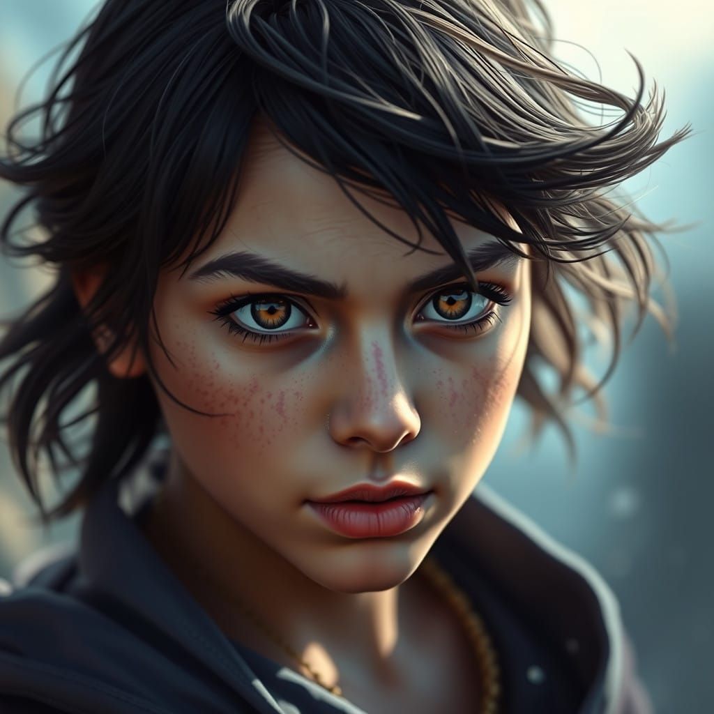 Young Woman Conveys Determination in High-Resolution Portrai...