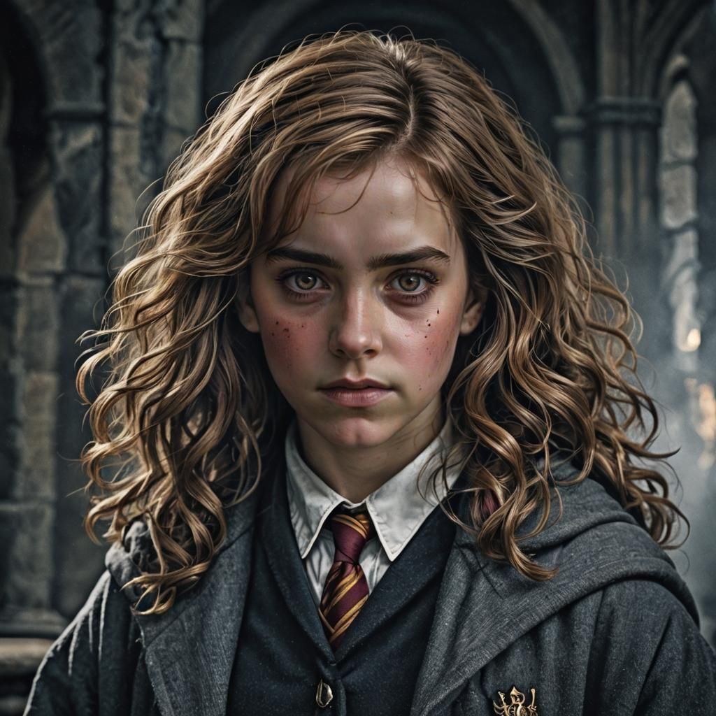 Hyperrealistic Portrait of Hermione Granger in HDR