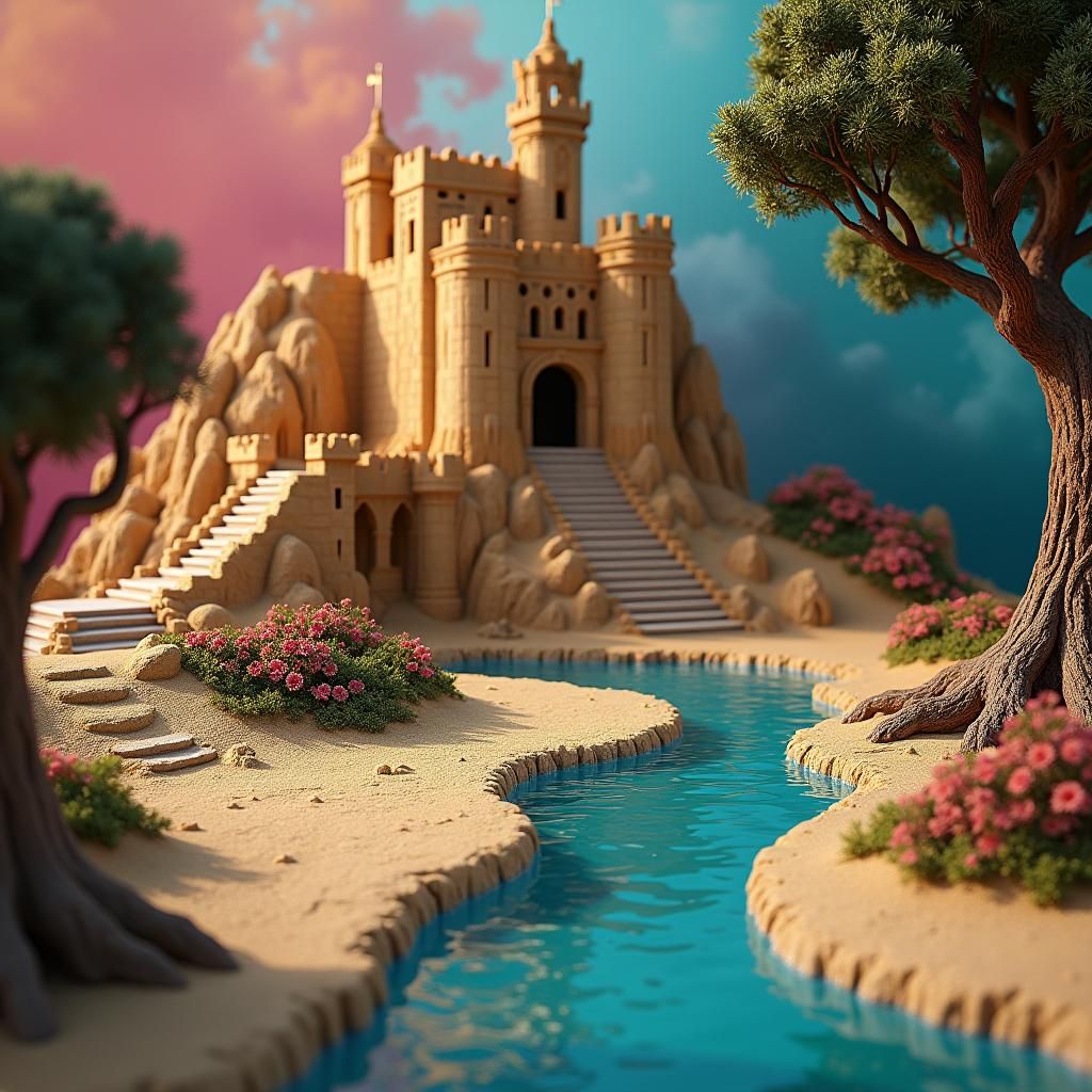 Detailed Sand Castle Board Game in Saturated Colors