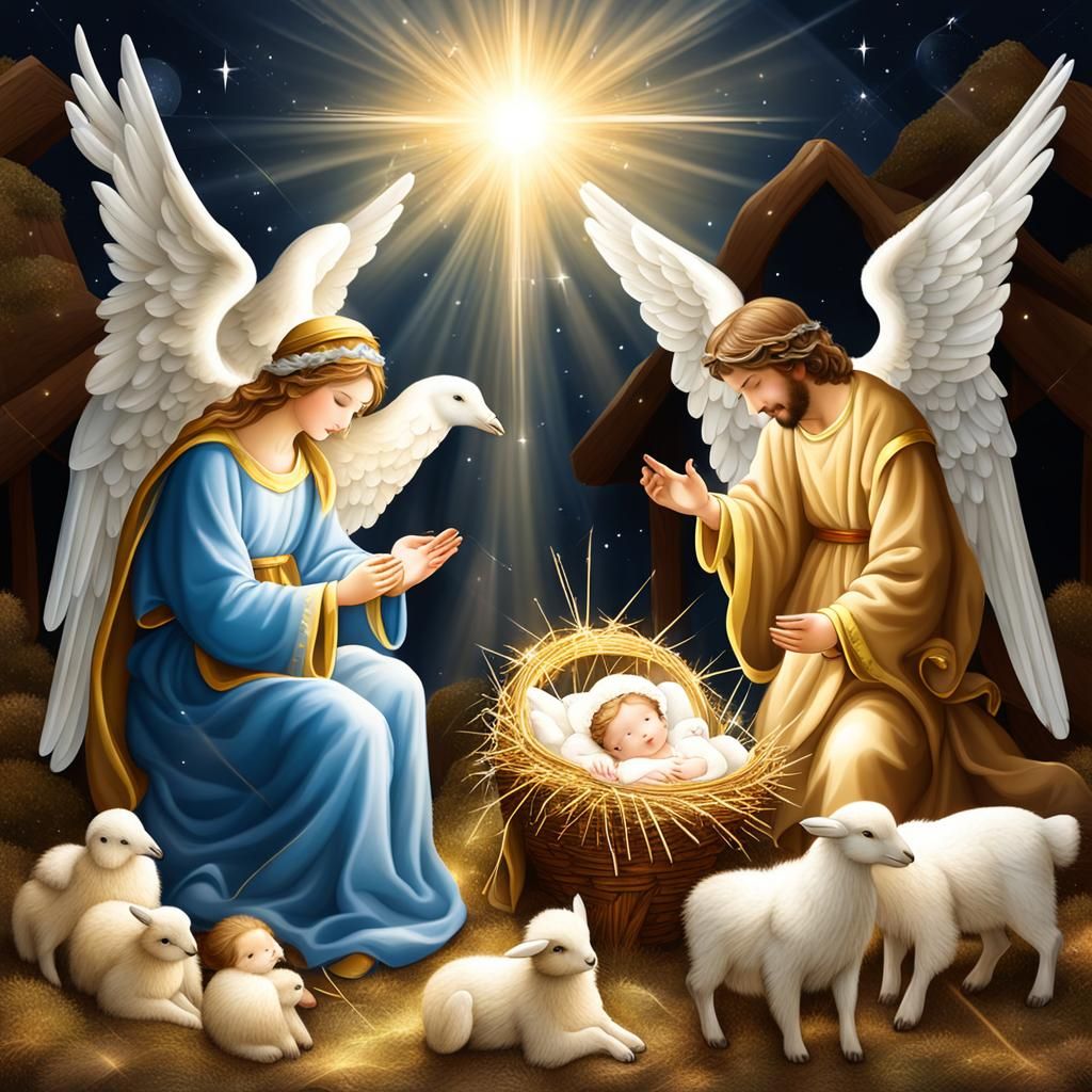 Angelic Nativity Scene: A Heavenly Depiction