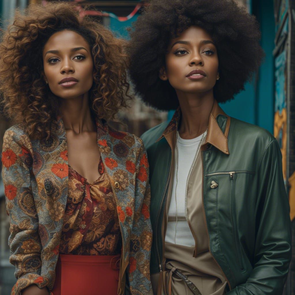 hipster women in quirky fashion attire,