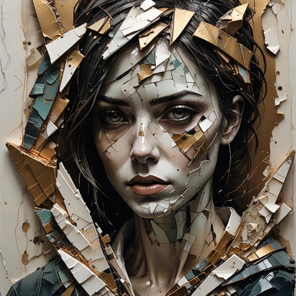 Torn Emotions in Ceramic and Plaster Assemblage