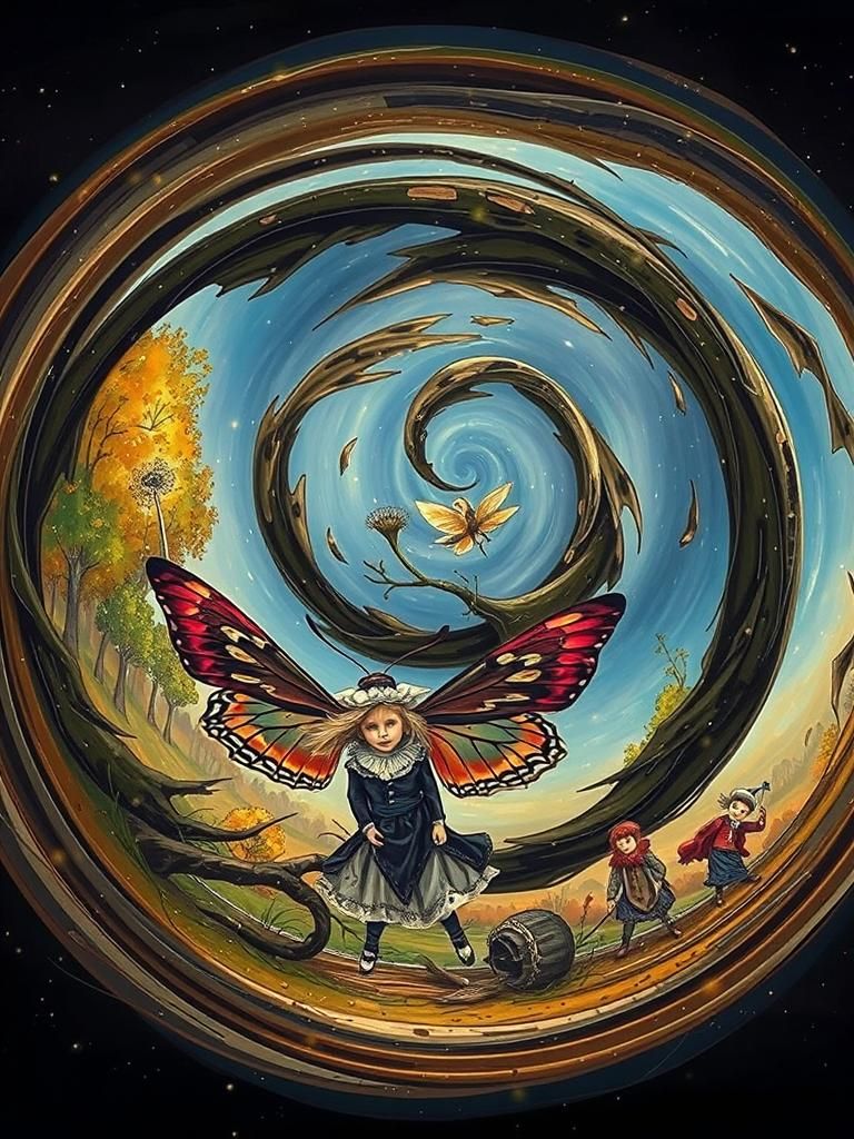 Dreamy Autumn Landscape with Rainbow Colors