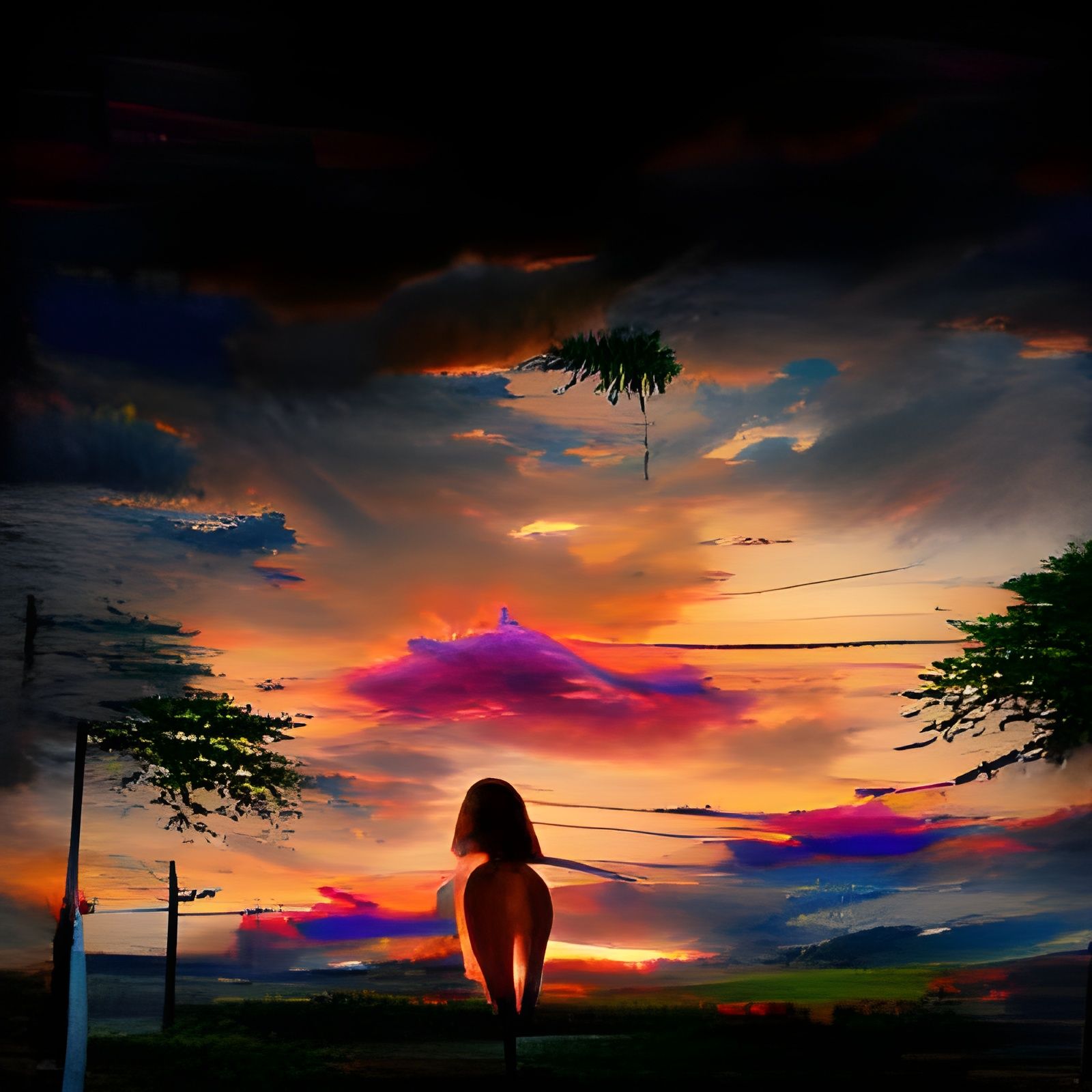 Woman in Nature at Sunset: Hyperrealism
