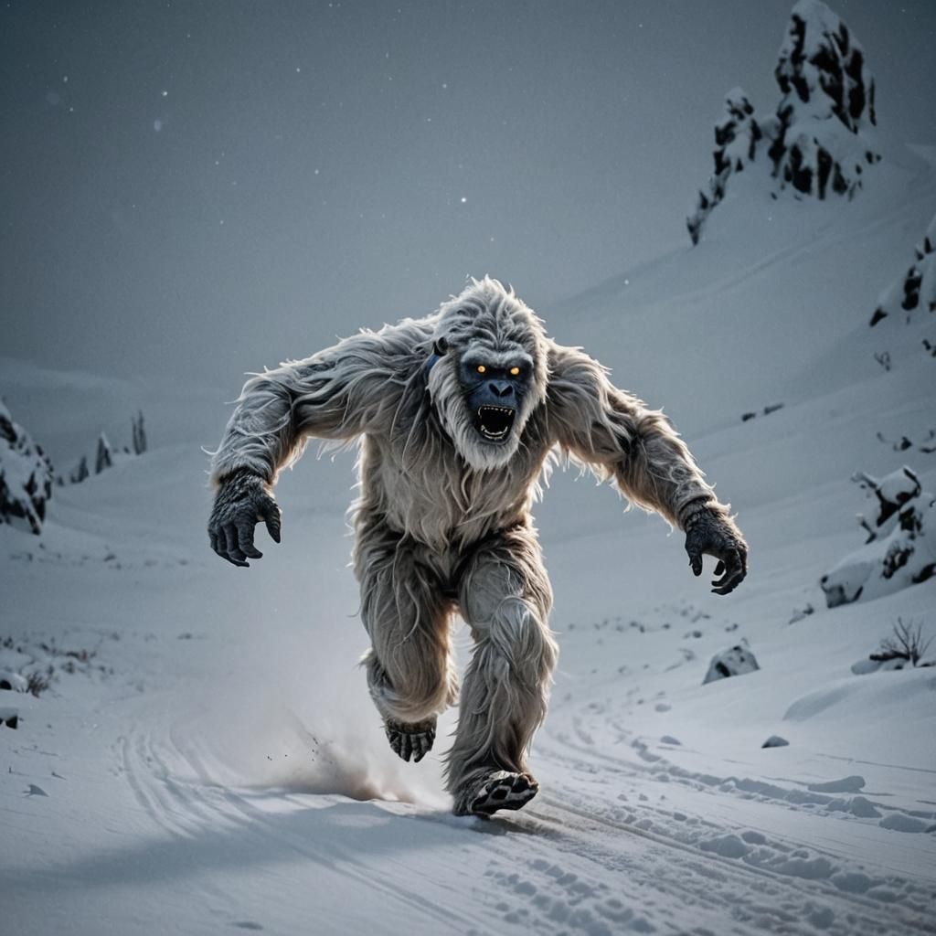 Nighttime Sprint of a Slender Yeti