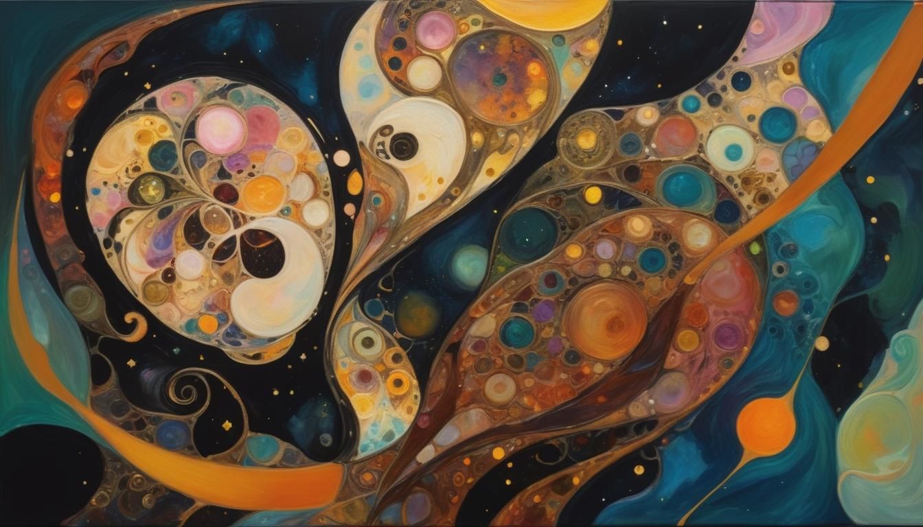 Luminous Night Sky in Vibrant Art Nouveau Style